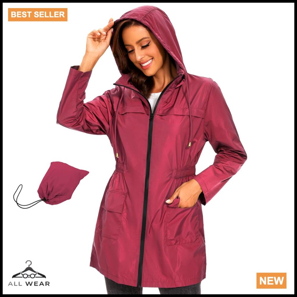 Packable Rain Jacket Waterproof Lightweight Windb… - image 1